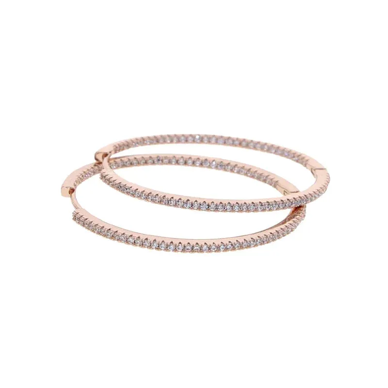 50mm Big Size Huggie Hoop Earrings with 3 Colors 5A Cubic Zirconia Elegant Women Jewelry