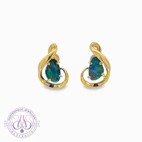 9kt Yellow Gold Boulder Opal 2.07ct earrings