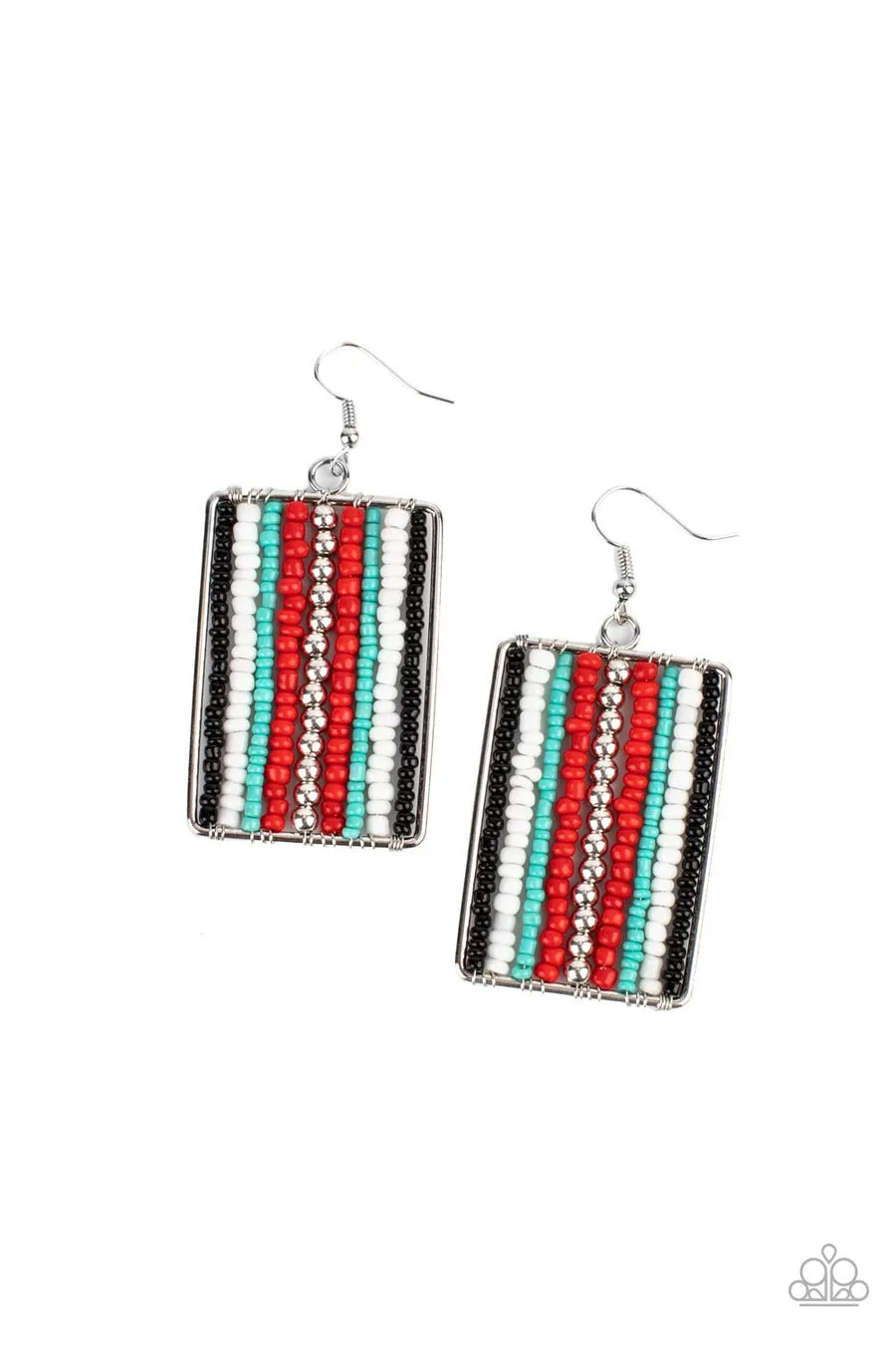 Paparazzi Beadwork Wonder - Red Earring
